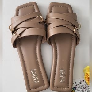 Alfani IVY Faux Leather Open Toe Flatform Sandals, Size 7.5M